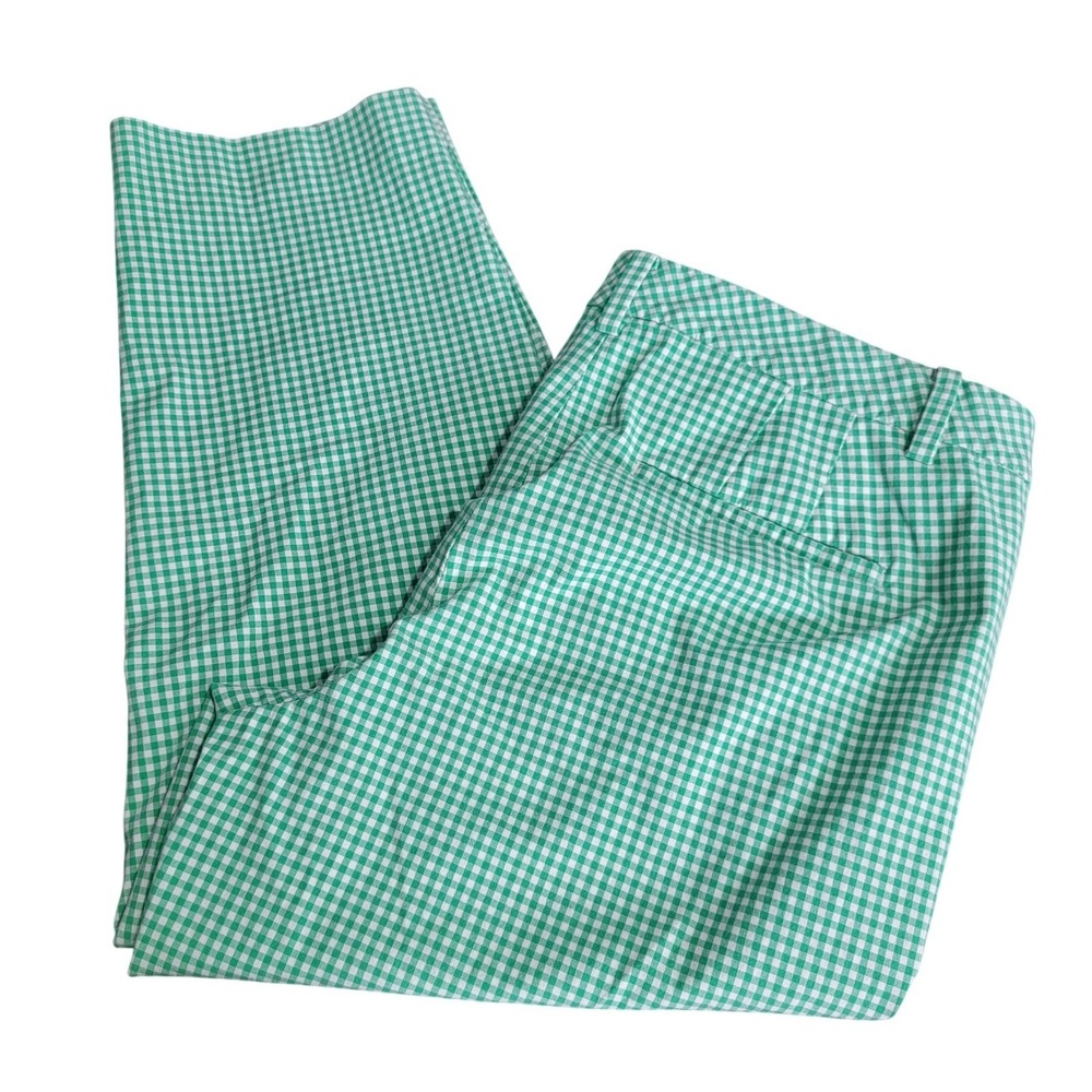 Talbots Skimmer Pants 6 Green Gingham Check Cropped Cotton Coastal Preppy Classy - Picture 14 of 14